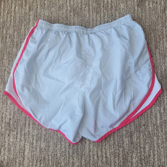 NIKE ATHLETIC SHORTS with LINER DRI FIT GYM RUN WHITE PINK MEDIUM - Picture 2 of 15